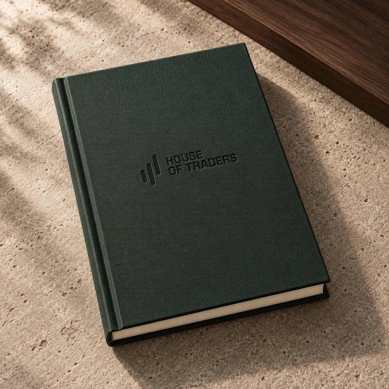 HOT Trading Journal Hardcover in Market Green; illustrative product concept, not final material or stock