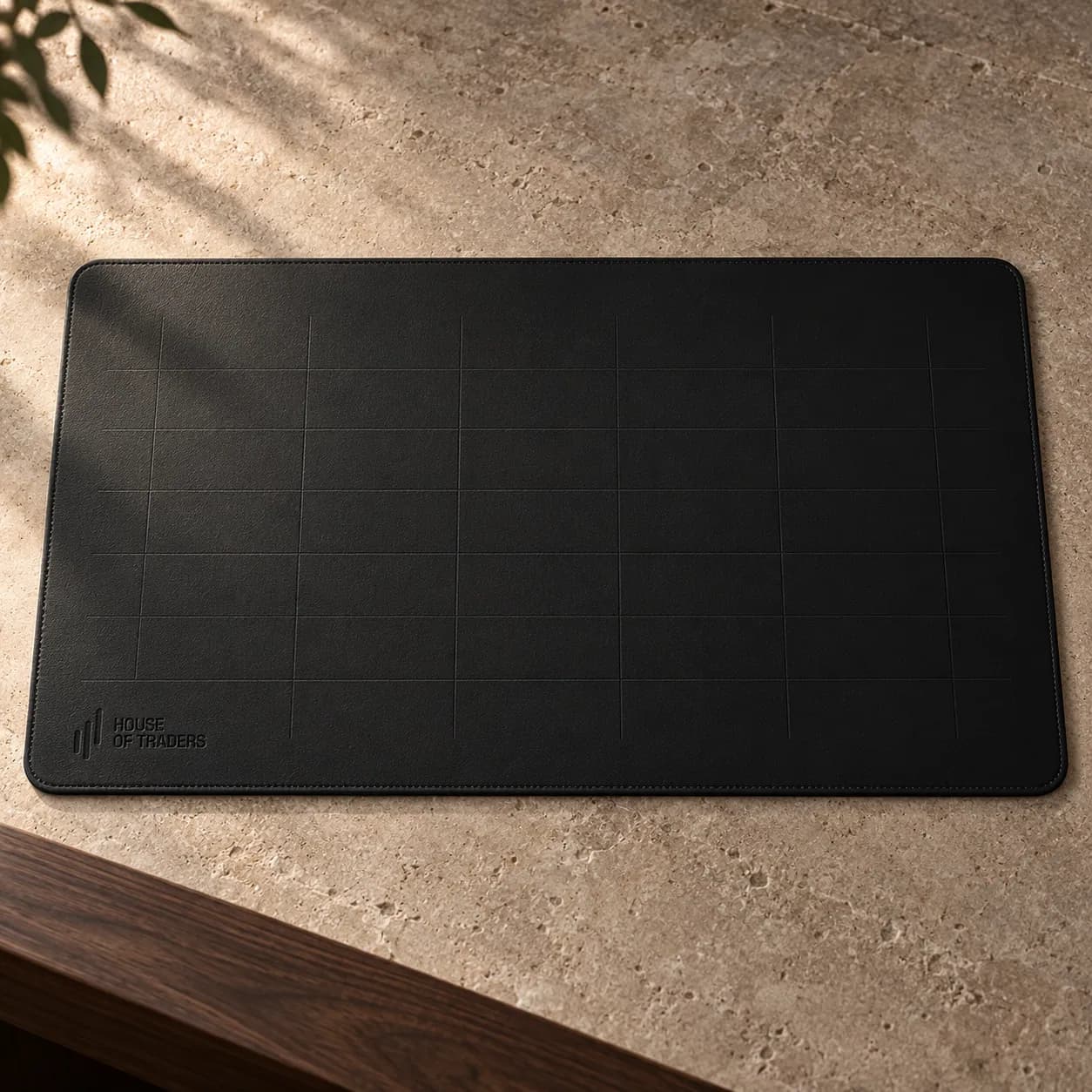 Market Hours Desk Mat in Obsidian; illustrative product concept, not final material or stock