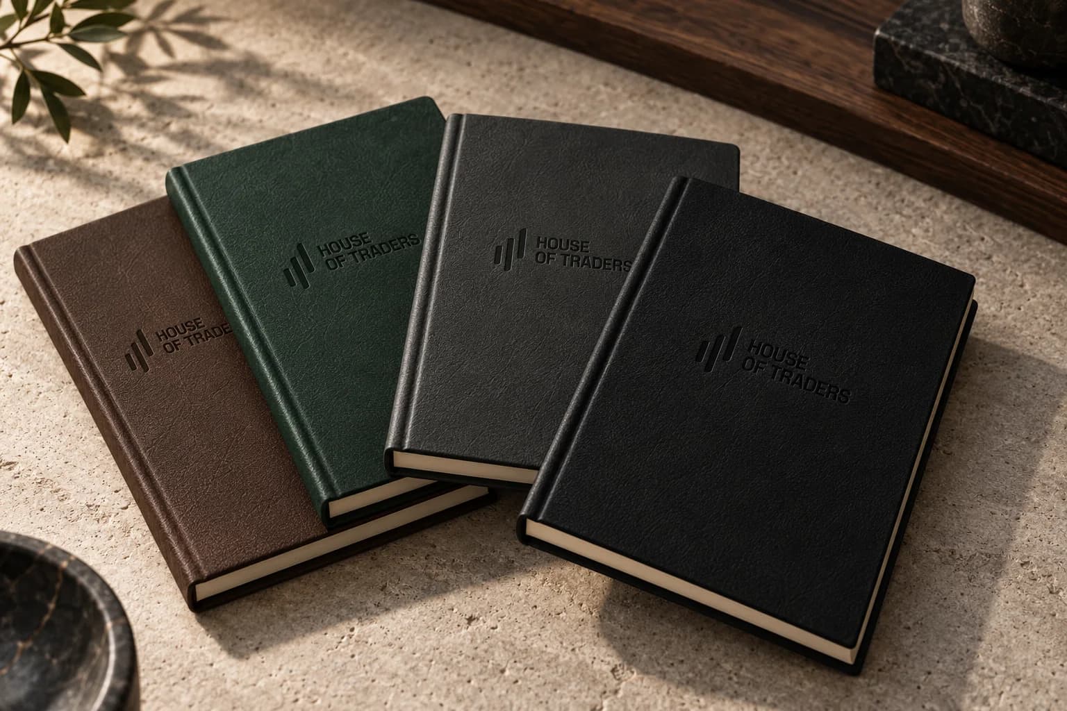 Obsidian, Graphite, Market Green and Walnut journal family concept